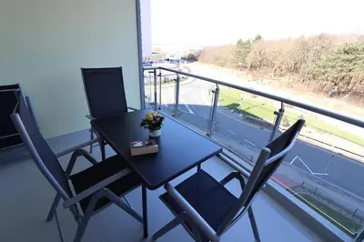 Ein Balkon oder eine Terrasse in der Unterkunft Nordseebrandung B3.5