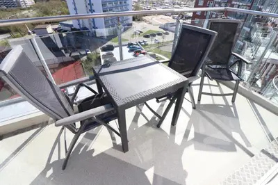Ein Balkon oder eine Terrasse in der Unterkunft Nordseebrandung B6.1