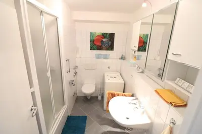 Ein Badezimmer in der Unterkunft Nordseebrandung D5.2