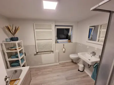 Ein Badezimmer in der Unterkunft Ferienwohnung Elwetritsch an der Nordsee