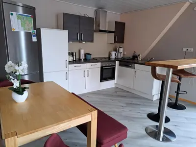 Küche/Küchenzeile in der Unterkunft Ferienwohnung Lefering Stiftung