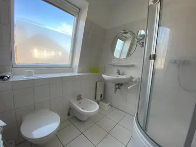 Ein Badezimmer in der Unterkunft Duhner Brise, Ferienwohnung 5