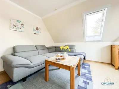 Ein Sitzbereich in der Unterkunft Haus Kerstin Duhnen Wohnung 10