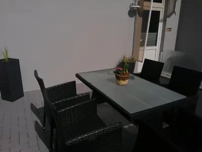 Ein Sitzbereich in der Unterkunft Steinmarner Bude 3