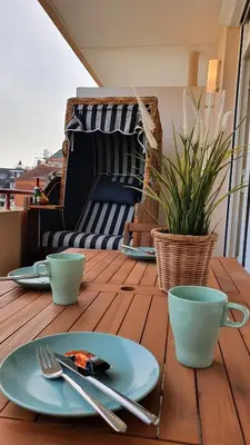 Ein Sitzbereich in der Unterkunft Duhner Meerblick