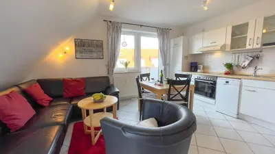 Küche/Küchenzeile in der Unterkunft strandnahe Ferienwohnung mit zwei sep. Schlafzimmern