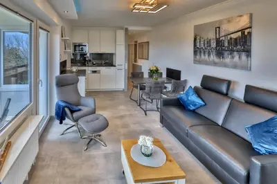 Ein Sitzbereich in der Unterkunft Terrassenhaus, FeWo 77