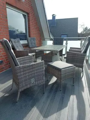 Ein Balkon oder eine Terrasse in der Unterkunft Ferienwohnung Strandnah