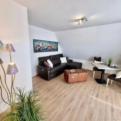 Ein Sitzbereich in der Unterkunft Haus Nordseeschatz Appartement 14 Sonnendeck