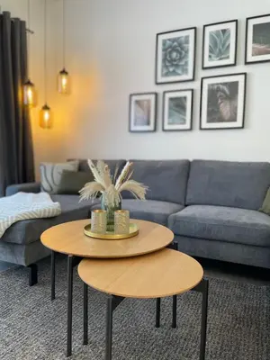 Ein Sitzbereich in der Unterkunft Lee-Moderne Neubauwohnung in Strandnähe - Wallbox