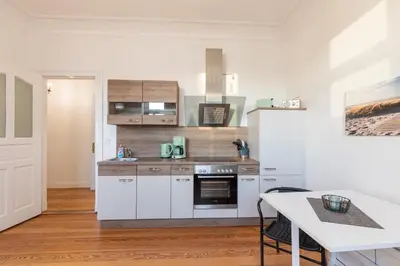 Küche/Küchenzeile in der Unterkunft Haus Kapitäns Villa, Backkajüte