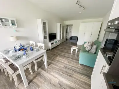Küche/Küchenzeile in der Unterkunft Haus Essen Duhnen Wohnung 10