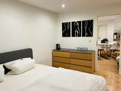 Ein Bett oder Betten in einem Zimmer der Unterkunft Deich Quartier 9.2