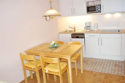Küche/Küchenzeile in der Unterkunft Haus Nordseeblick Wohnung 38