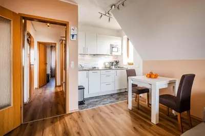 Küche/Küchenzeile in der Unterkunft Haus Nordseeblick Wohnung 41