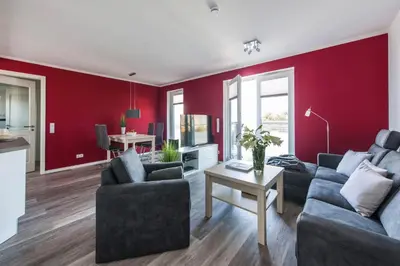 Ein Sitzbereich in der Unterkunft Haus Deichkieker Apartment 4 2 Watt n Meer
