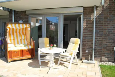 Ein Patio oder anderer Außenbereich in der Unterkunft Haus Seehafen Apartment 0 4