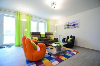 Ein Sitzbereich in der Unterkunft Haus Deichkieker Apartment 1 6 Deichschaf