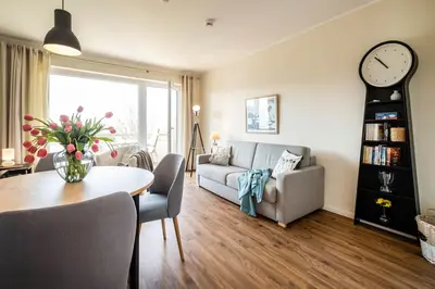 Ein Sitzbereich in der Unterkunft Haus Nordseeblick Wohnung 31