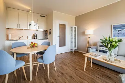 Küche/Küchenzeile in der Unterkunft Haus Nordseeblick Wohnung 32