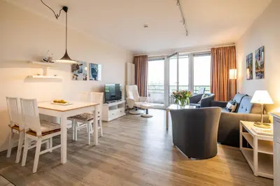 Ein Sitzbereich in der Unterkunft Haus Seewärts Wohnen Apartment 2 3