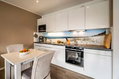 Küche/Küchenzeile in der Unterkunft Haus Strandläufer Apartment 1 3 Büsumer Sprotte