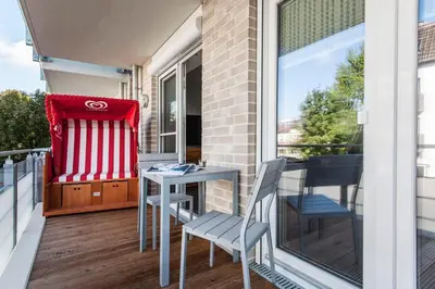 Ein Balkon oder eine Terrasse in der Unterkunft Haus Deichkieker Apartment 1 3 Seeluft