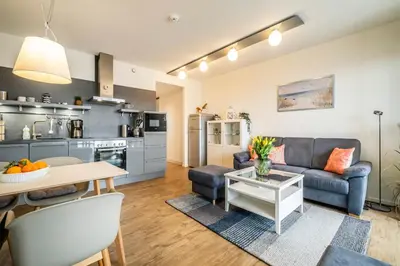 Küche/Küchenzeile in der Unterkunft Haus Strandläufer Apartment 3 3 Strandhaus 3 3