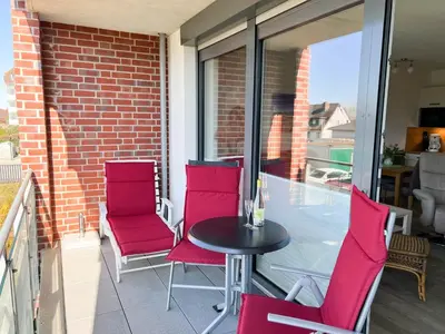 Ein Balkon oder eine Terrasse in der Unterkunft Haus Strandläufer Apartment 1 5