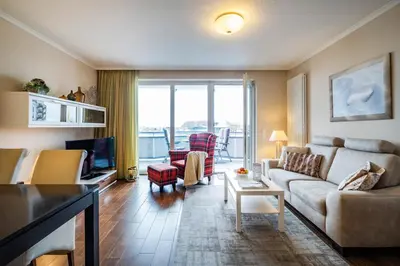 Ein Sitzbereich in der Unterkunft Haus Ankerplatz Apartment 1 2