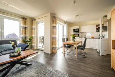 Küche/Küchenzeile in der Unterkunft Haus Strandläufer Apartment 3 7 Wolkenkieker