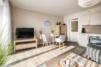 Küche/Küchenzeile in der Unterkunft Haus Strandläufer Apartment 2 2 Küstennebel