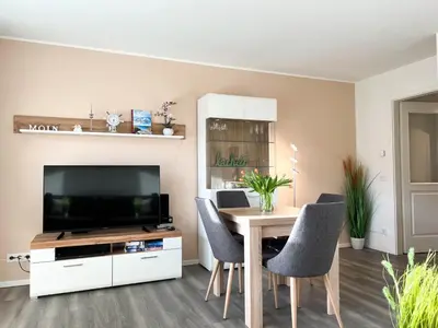 TV/Unterhaltungsangebot in der Unterkunft Haus Strandläufer Apartment 1 2 Oberdeck