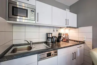 Küche/Küchenzeile in der Unterkunft Haus Nordseeblick Wohnung 3