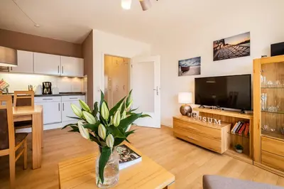 Küche/Küchenzeile in der Unterkunft Haus Nordseeblick Wohnung 4