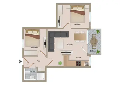 Grundriss der Unterkunft Haus Treibholz Apartment 2