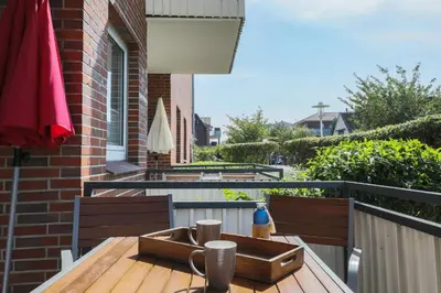 Ein Balkon oder eine Terrasse in der Unterkunft Haus Treibholz Apartment 6