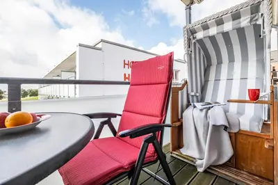 Ein Balkon oder eine Terrasse in der Unterkunft Haus Hafenresidenz Apartment 2 2