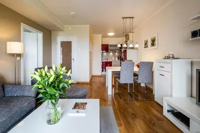 Ein Sitzbereich in der Unterkunft Haus Hafenresidenz Apartment 2 2
