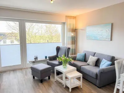 Ein Sitzbereich in der Unterkunft Haus Nordseeblick Wohnung 22