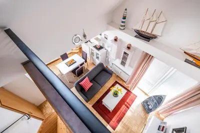 Ein Bett oder Betten in einem Zimmer der Unterkunft Haus Seemeile Wohnung 2 13