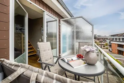 Ein Balkon oder eine Terrasse in der Unterkunft Haus Seemeile Wohnung 3 4