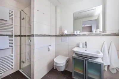 Ein Badezimmer in der Unterkunft Haus Deichkieker Apartment 2 3 Deichkrone