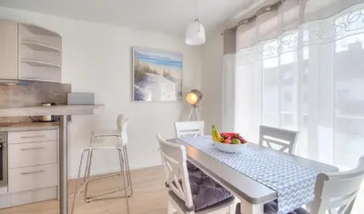 Küche/Küchenzeile in der Unterkunft Haus Deichkieker Apartment 2 5 Strandperle