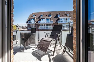 Ein Balkon oder eine Terrasse in der Unterkunft Haus Hummerklippe Apartment 4