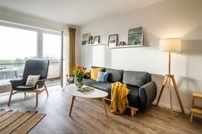 Ein Sitzbereich in der Unterkunft Haus Nordseeblick Wohnung 37
