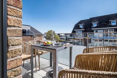 Ein Balkon oder eine Terrasse in der Unterkunft Haus Hummerklippe Küstennest Apartment 6