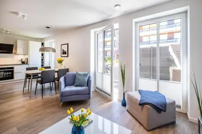 Ein Sitzbereich in der Unterkunft Haus Hummerklippe Kleine Freiheit Apartment 2