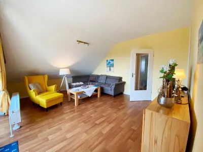 Ein Sitzbereich in der Unterkunft Haus Övern Diek Wohnung 5