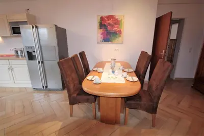 Küche/Küchenzeile in der Unterkunft Haus am Kurpark Wohnung 7